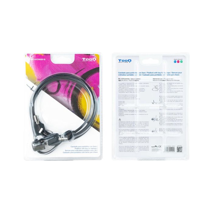 TOOQ Cable de Seguridad T-LOCK con Llave para Portatiles 1.5 metros, Gris Oscuro 9 TOOQ Cable de Seguridad T-LOCK con Llave para Portatiles 1.5 metros, Gris Oscuro 9