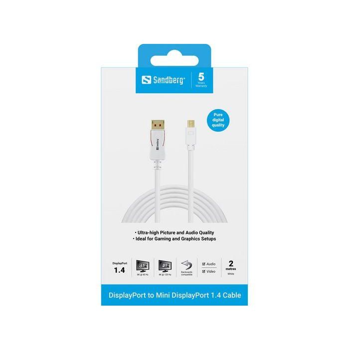 Sandberg DP-MiniDP 1.4 8K60Hz Cable DisplayPort a Mini DisplayPort 2m