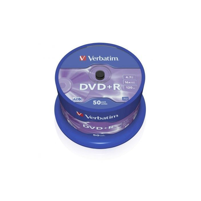 Verbatim DVD+R 4.7GB 16X 50 unidades Spindle Superficie Matt Silver Verbatim DVD+R 4.7GB 16X 50 unidades Spindle Superficie Matt Silver