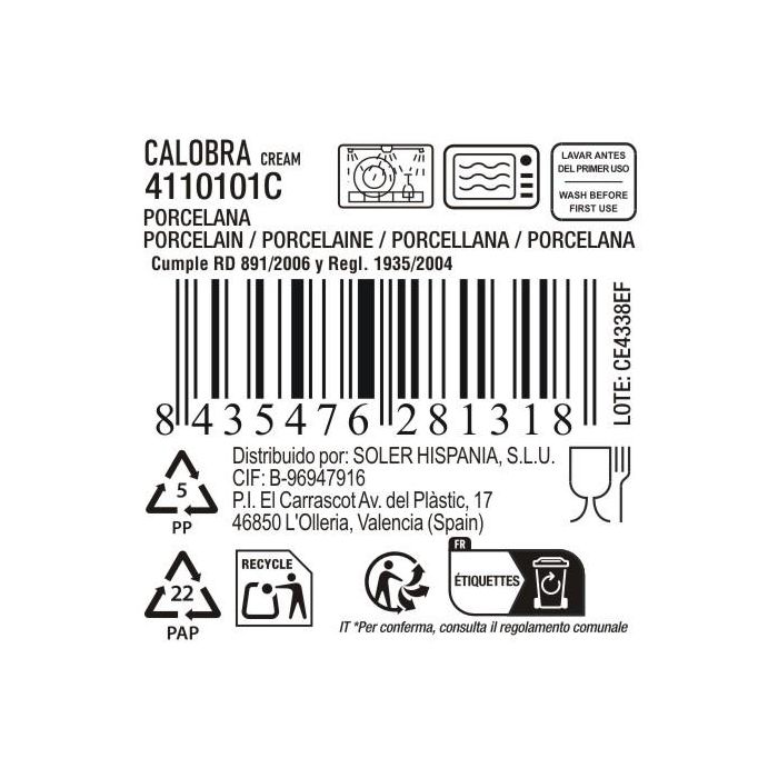 Plato Llano Calobra Crema 26.2 cm - Inde (12 Unidades) 5 Plato Llano Calobra Crema 26.2 cm - Inde (12 Unidades) 5