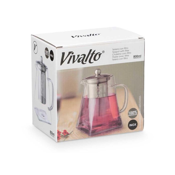 Tetera Asa Filtro Acero 800Ml Vivalto 15CM (12 Unidades) 1 Tetera Asa Filtro Acero 800Ml Vivalto 15CM (12 Unidades) 1