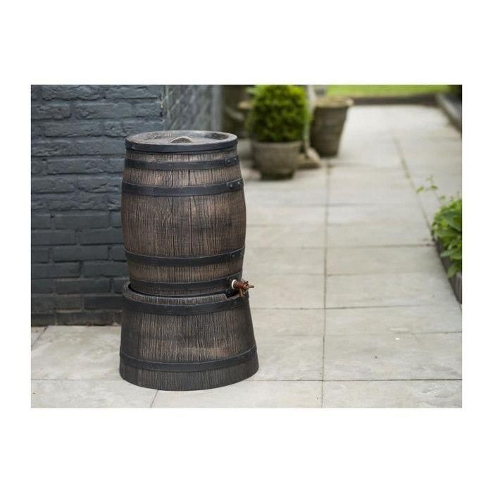 Colector de agua en forma de barril - NATURE - En PE rotomoldeado - 120 litros - Incluye accesorios 1 Colector de agua en forma de barril - NATURE - En PE rotomoldeado - 120 litros - Incluye accesorios 1