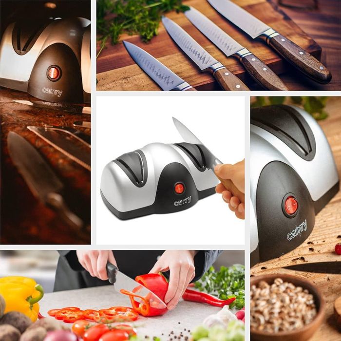 Camry CR 4469 Afilador de Cuchillos Eléctrico 60W con Sistema de Afilado y Pulido de Dos Pasos, Guía Precisa para un Afilado Perfecto 2