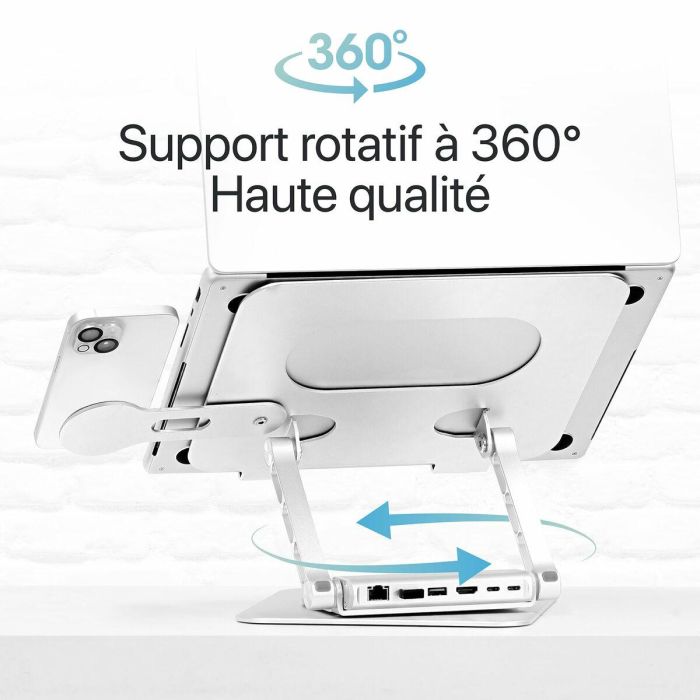 Soporte para Portátil T'NB iClick Metal Moderno Rotación de 360º 6 Soporte para Portátil T'NB iClick Metal Moderno Rotación de 360º 6