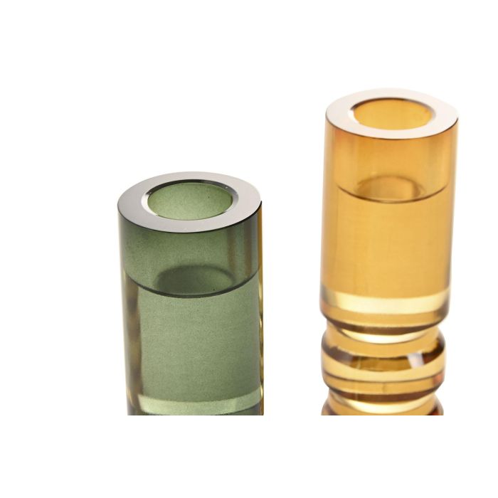 Candelabro Moderno DKD Home Decor Verde Mostaza 8.5 x 13.5 x 8.5 cm (4 Unidades) 1