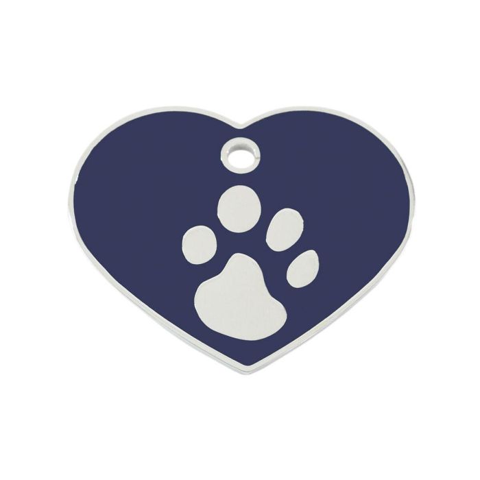 Placa identificativa para collar Imarc Heart Azul Plateado