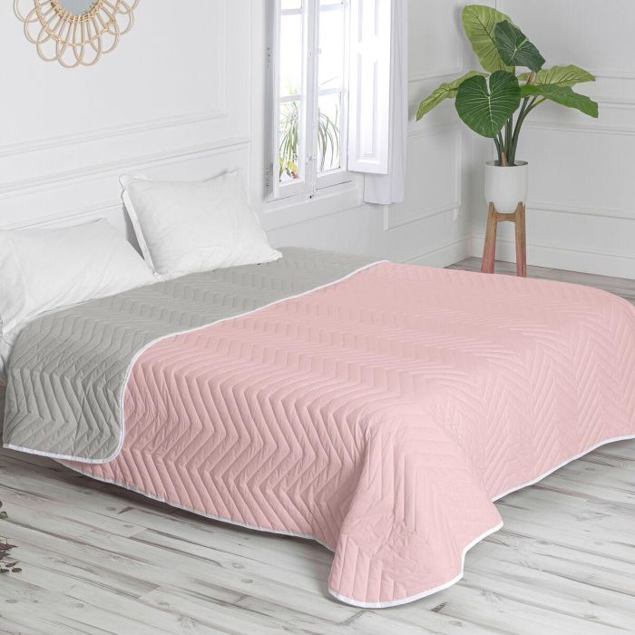 Colcha Reversible HappyFriday Basic Arista Gris Rosa claro 240 x 260 cm 6 Colcha Reversible HappyFriday Basic Arista Gris Rosa claro 240 x 260 cm 6