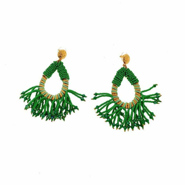 Lola Pendientes Flecos Gran.Verde Agua