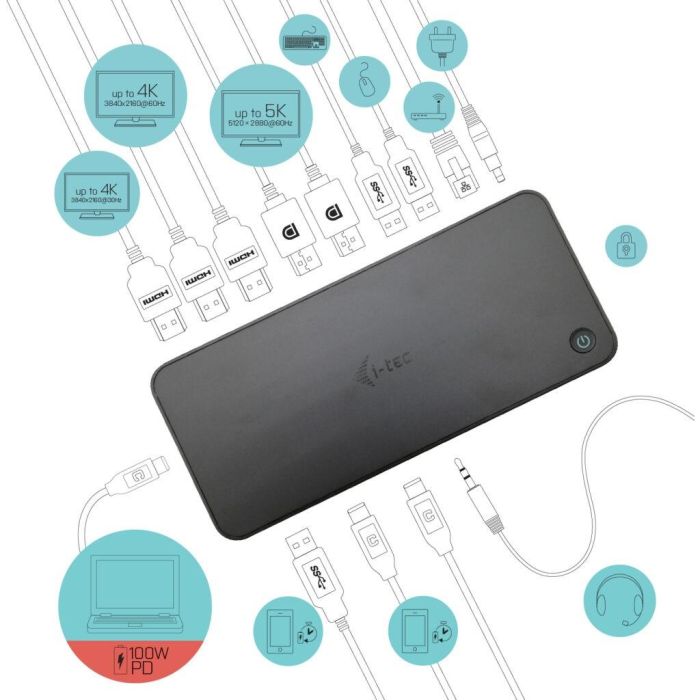 I-TEC Docking Station USB 3.0/USB-C/Thunderbolt con PD 100W, 3x 4K 60Hz para Portátiles 3 I-TEC Docking Station USB 3.0/USB-C/Thunderbolt con PD 100W, 3x 4K 60Hz para Portátiles 3