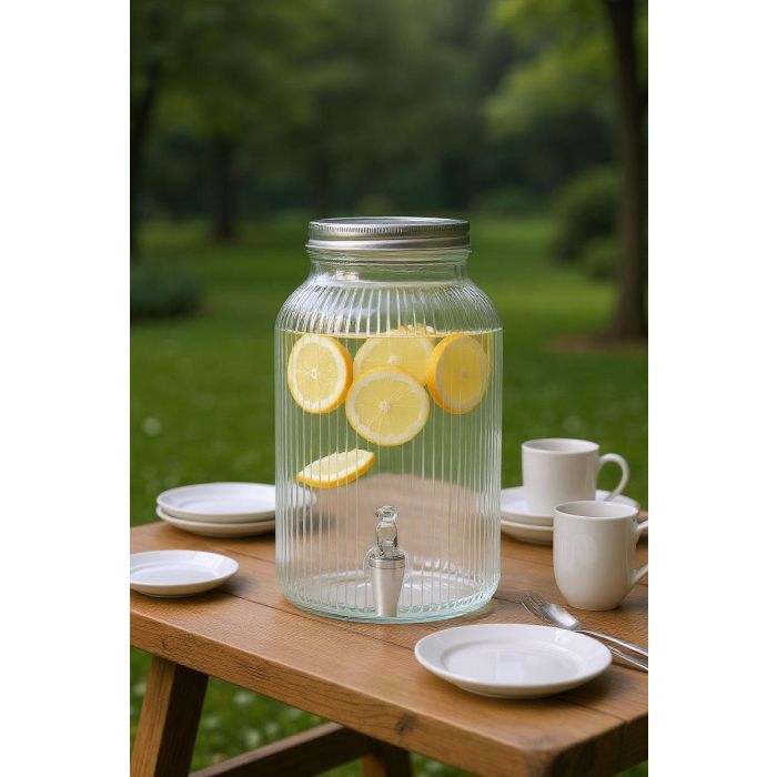 Inde Tarro Dispensador de Vidrio Lines con Grifo, 6 Litros, 18 x 31.5 cm 6