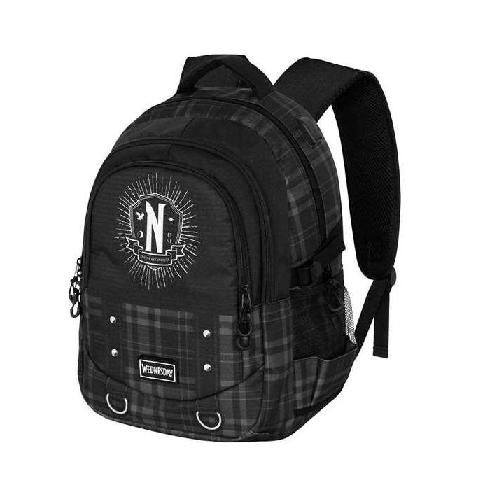 Karactermania Miércoles Run. Plus FAN Chain Mochila, Negro, Ripstop, 3 Compartimentos, USB, 44x34x21 cm 4