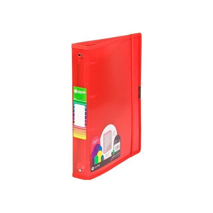 Carchivo Carpeta de Anillas 4 X 40 mm A4+ Polipropileno Dune Rojo con Goma de Cierre