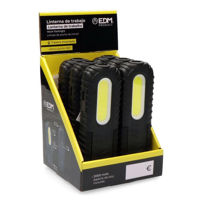 Edm Linterna de trabajo LED recargable USB 5W 300LM / 3W 90LM con gancho, imán y soporte basculante 180° 9