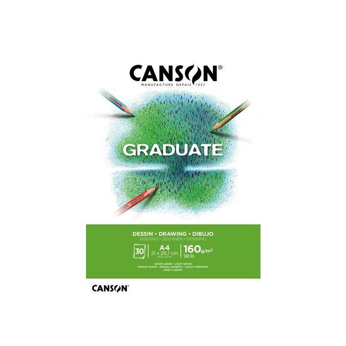 Bloc De Dibujo Canson Graduate Dessin  Encolado Grano Fino A4 160G 30H 5 unidades