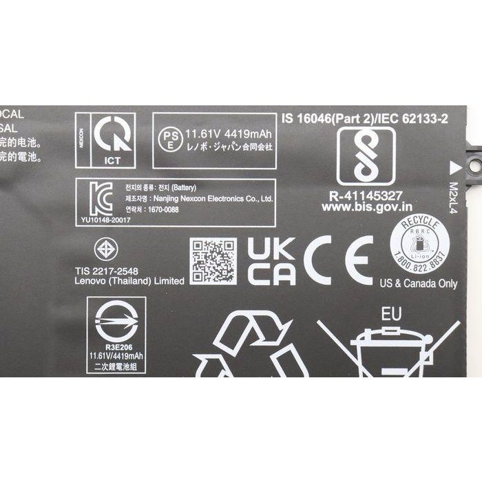 Lenovo Internal Lithium-Ion battery with 52.8Wh capacity, 11.61V, 3 cells, designed for Lenovo ThinkPad X13 Yoga Gen 3. 2 Lenovo Internal Lithium-Ion battery with 52.8Wh capacity, 11.61V, 3 cells, designed for Lenovo ThinkPad X13 Yoga Gen 3. 2