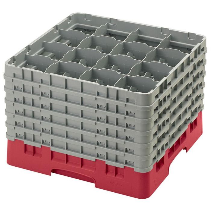 CAMBRO - 16S1214-416 - Cesta de lavado 16 comp. 6 alturas - 10,9 cm Ø máx. - alt. máx. 32,3 cm - 50 x 50 x 34,9 cm - Arándano