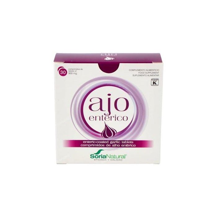SORIA NATURAL Ajo Entérico 30 Comprimidos. Suplemento natural con propiedades antioxidantes y apoyo digestivo.