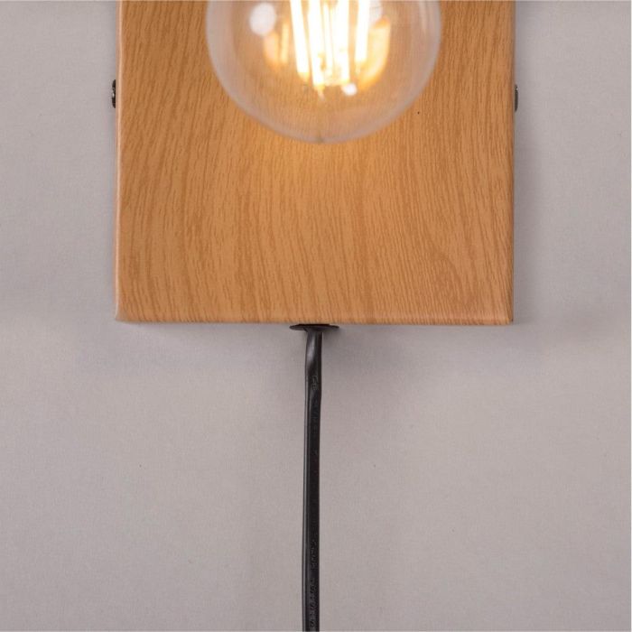 Sato SKD-W1022 Aplique de Pared de Madera y Metal, Lámpara de Lectura para Dormitorio con Casquillo E27, Diseño Moderno y Versátil 4