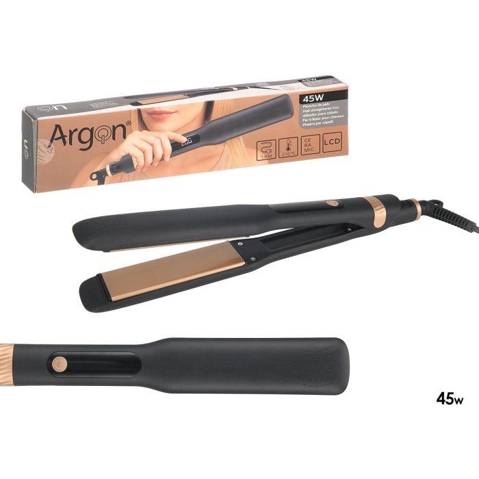 Argon Plancha Pelo Cerámica LCD 45W Ancha Soft Touch Negro/Dorado (Set de 6) 0 Argon Plancha Pelo Cerámica LCD 45W Ancha Soft Touch Negro/Dorado (Set de 6) 0
