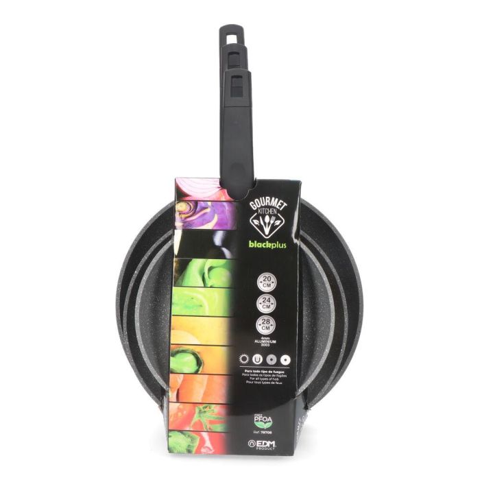 Gourmet Kitchen Set 3 sartenes antiadherentes Professional line Ø20/Ø24/Ø28 cm, para inducción, vitrocerámica, gas y eléctrica 3 Gourmet Kitchen Set 3 sartenes antiadherentes Professional line Ø20/Ø24/Ø28 cm, para inducción, vitrocerámica, gas y eléctrica 3