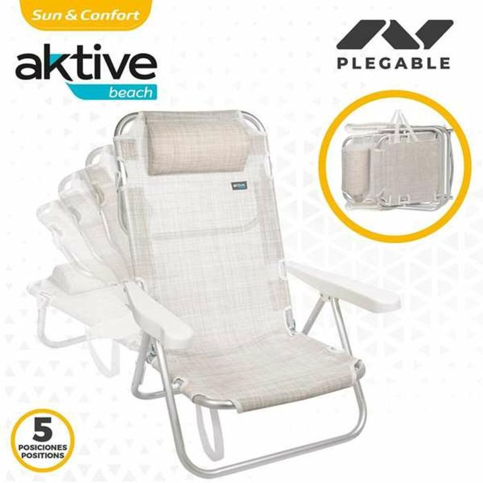 Silla playa aluminio plegable 5 posiciones 48x46x84 cm con cojin mas asa. 5 Silla playa aluminio plegable 5 posiciones 48x46x84 cm con cojin mas asa. 5