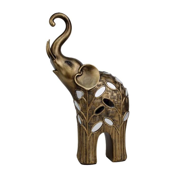 DKD Home Decor Figura de Elefante Colonial Bronce Resina 10.5 x 37.5 x 22.5 cm