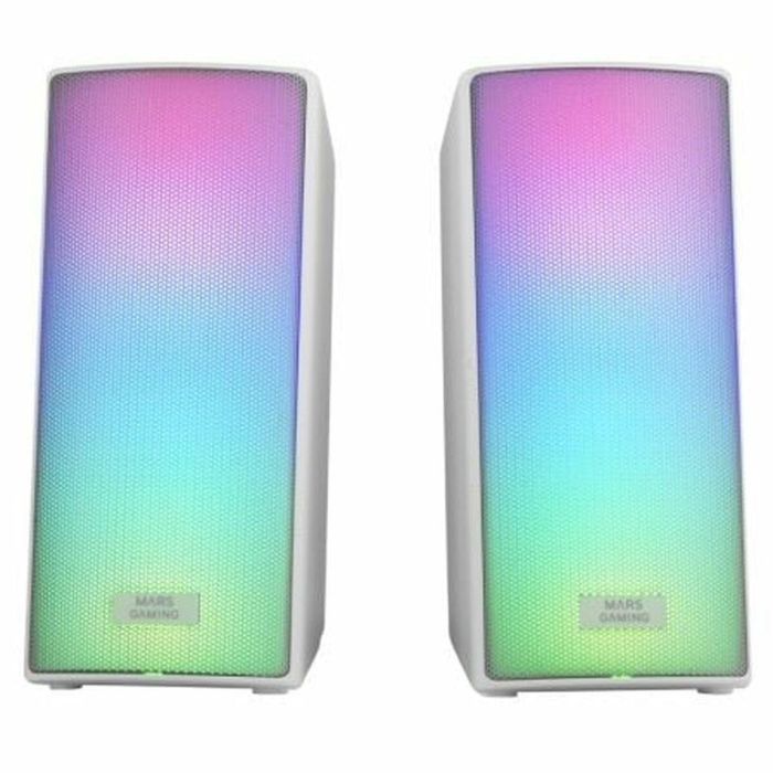 Mars gaming Altavoces 2.0 MSRGB2 Bluetooth 5.3, Iluminación RGB Full Mesh, 15W, Blanco