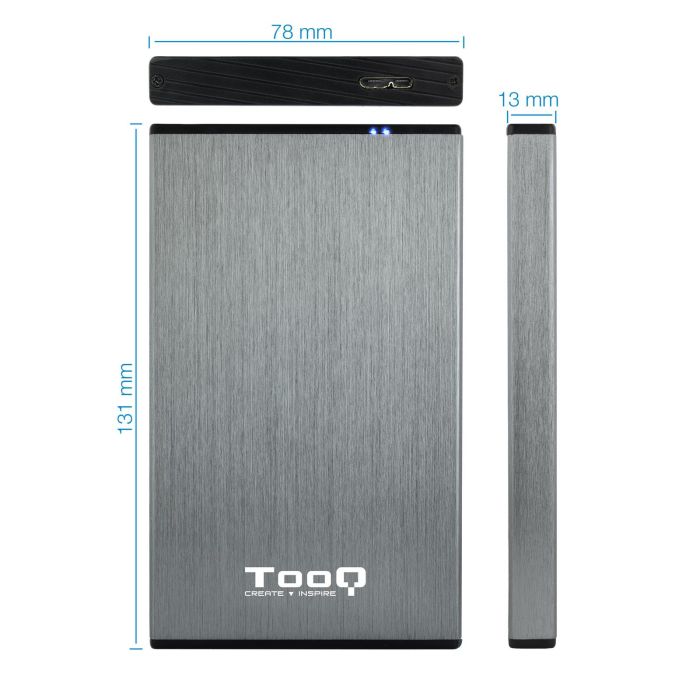 TooQ TQE-2527G Caja Externa USB 3.1 Gen 1 para Disco Duro HDD/SSD 2.5" SATA I/II/III hasta 4TB Aluminio Gris Compatible Windows Mac Linux 3 TooQ TQE-2527G Caja Externa USB 3.1 Gen 1 para Disco Duro HDD/SSD 2.5" SATA I/II/III hasta 4TB Aluminio Gris Compatible Windows Mac Linux 3