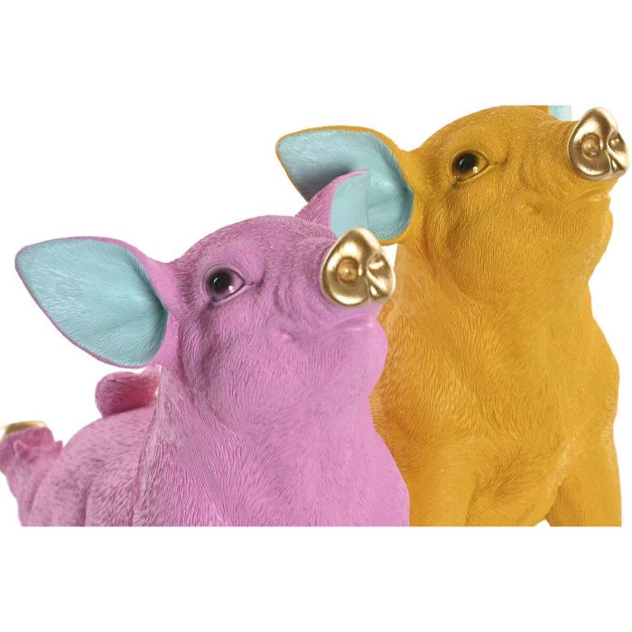 DKD Home Decor Figura Moderno Cerdo Resina Colores Surtidos 15x25x30.5 cm (2 Unidades) 2
