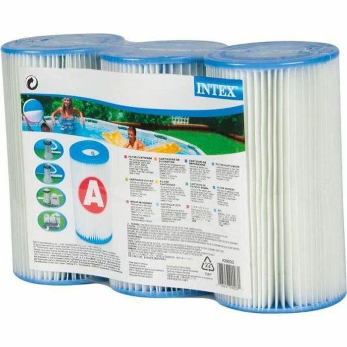 Intex Cartucho de Filtro Tipo A Lote 3 Fibra Dacron Purificador de Piscina Fácil Limpieza 2-5.7 m³/h