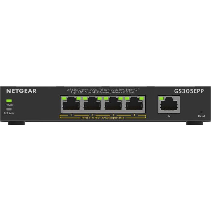 NETGEAR GS305EPP-100PES Switch Gestionado L2/L3 5 Puertos Gigabit Ethernet High-Power PoE+ Plus 1 NETGEAR GS305EPP-100PES Switch Gestionado L2/L3 5 Puertos Gigabit Ethernet High-Power PoE+ Plus 1