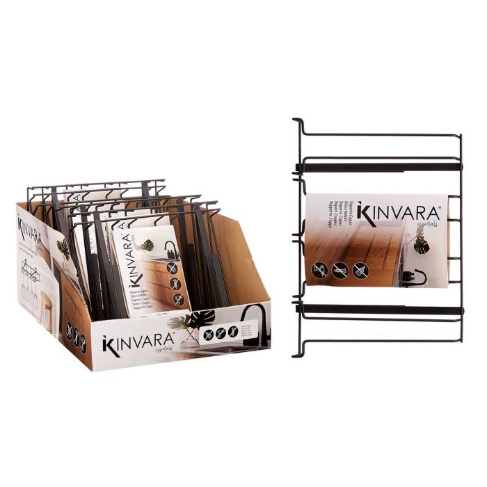 Kinvara Soporte de Copas de Metal Negro para Colgar 35 x 7 x 25,5 cm, Distancia 2,5 cm (6 Unidades) 2 Kinvara Soporte de Copas de Metal Negro para Colgar 35 x 7 x 25,5 cm, Distancia 2,5 cm (6 Unidades) 2