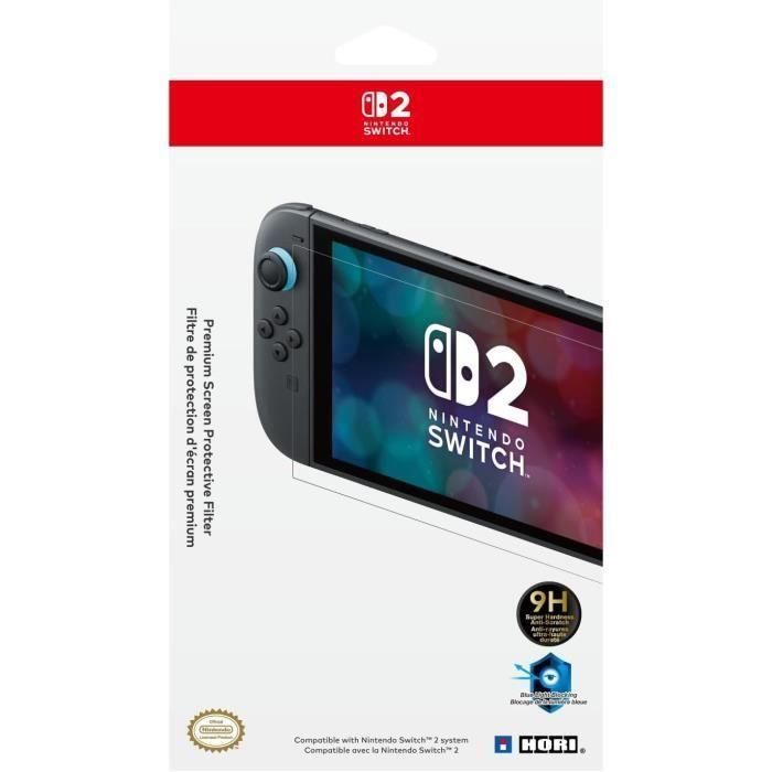 Protector de pantalla de vidrio templado premium - HORI - Nintendo Switch 2 - Anti-luz azul - Dureza 9h 1