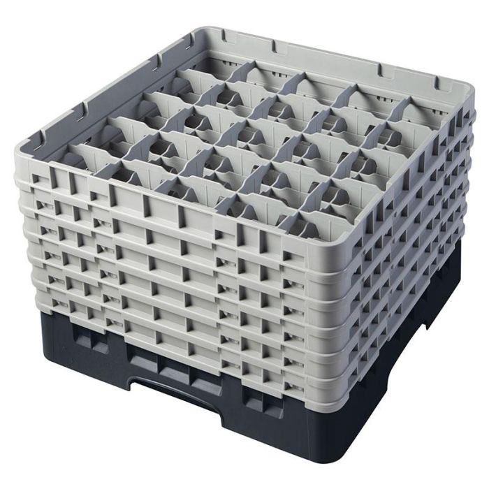 CAMBRO - 25S1114-110 - Cesta de lavado 25 comp. 6 alturas - 8,7 cm Ø máx. - alt. máx. 29,9 cm - 50 x 50 x 34,9 cm - Negro