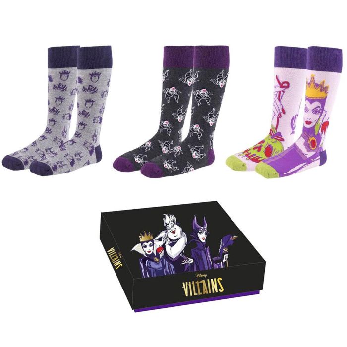 CERDÁ Set 3 Calcetines Villanas Disney Tallas 36-41 Algodón