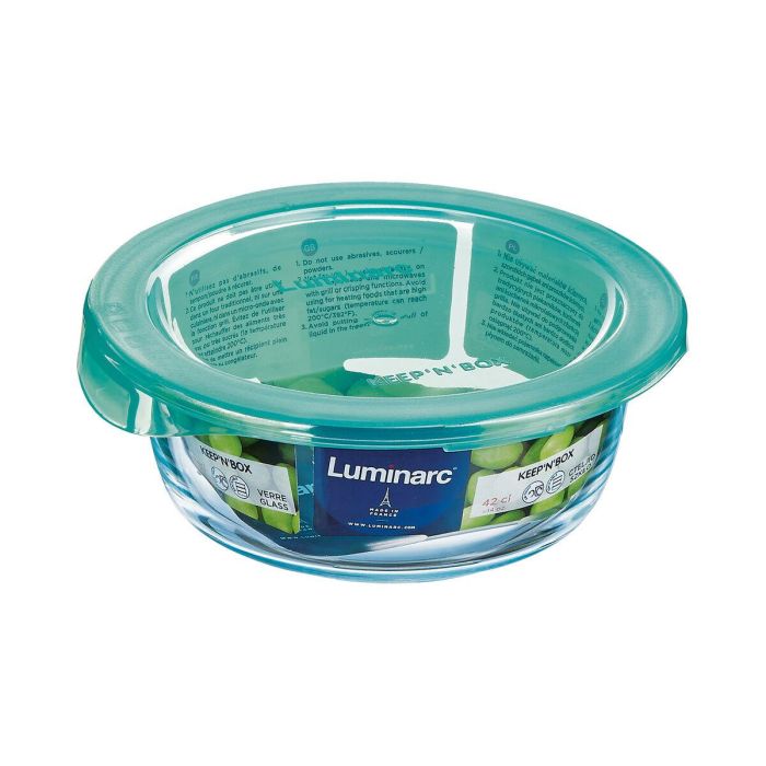 Fiambrera Redonda con Tapa Luminarc Keep'n Lagon Turquesa 420 ml 11,5 x 5,4 cm Vidrio (6 Unidades) 1