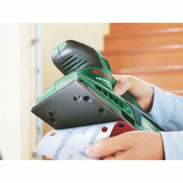 Bosch Lijadora orbital PSS 200 A, Microfiltro, Mango Softgrip, Alta Calidad de Acabado, Bajo Nivel de Vibraciones, Incluye Estuche y Accesorios 2