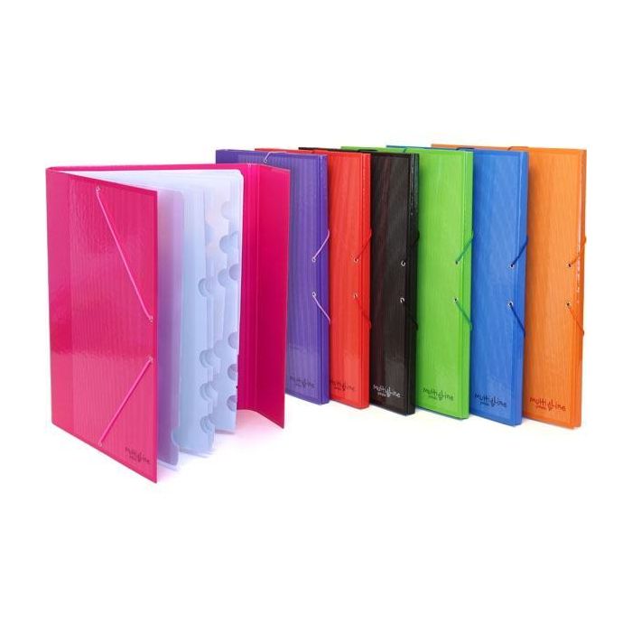 Grafoplás Clasificador Forrado Multiline 12 Separadores Cartulina Folio Negro