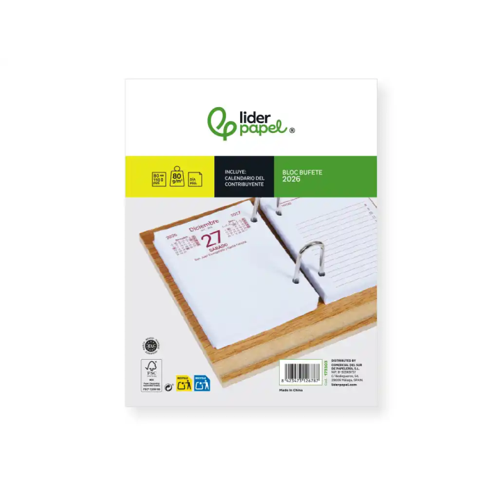 Liderpapel Bloc Bufete 2026 80x110 mm Papel 80 gr FSC 1