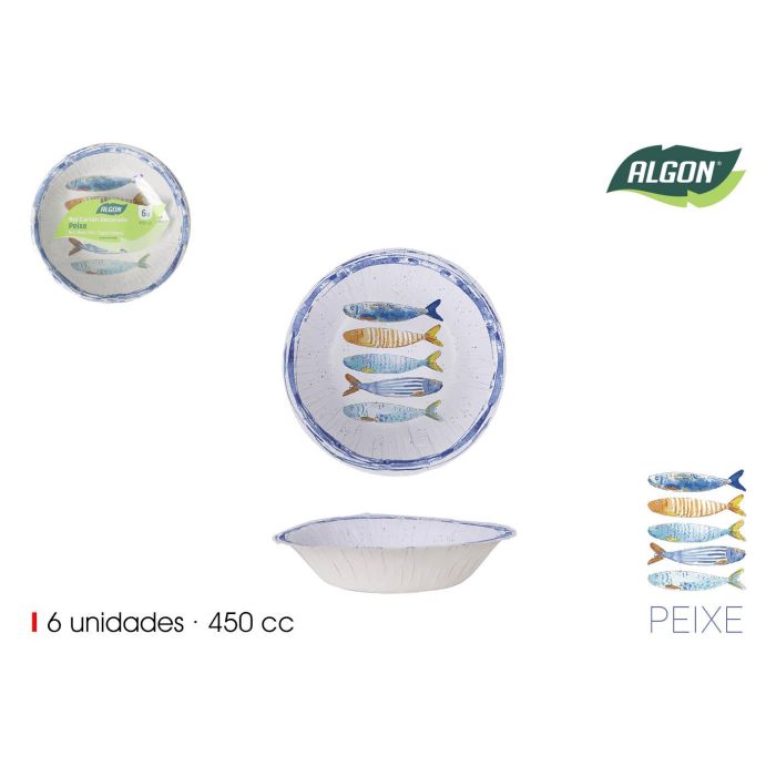 Set de 6 bols de cartón Peixe 450 cc Algon - Inde (24 Cajas) Set de 6 bols de cartón Peixe 450 cc Algon - Inde (24 Cajas)
