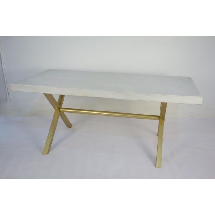 Mesa Comedor Moderno DKD Home Decor Blanco Dorado 90 x 76 x 180 cm