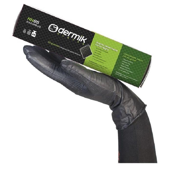 Tomas Bodero Guante Desechable Nitrilo Acabado Diamante Negro Talla L-9 Dispensador 50Unds