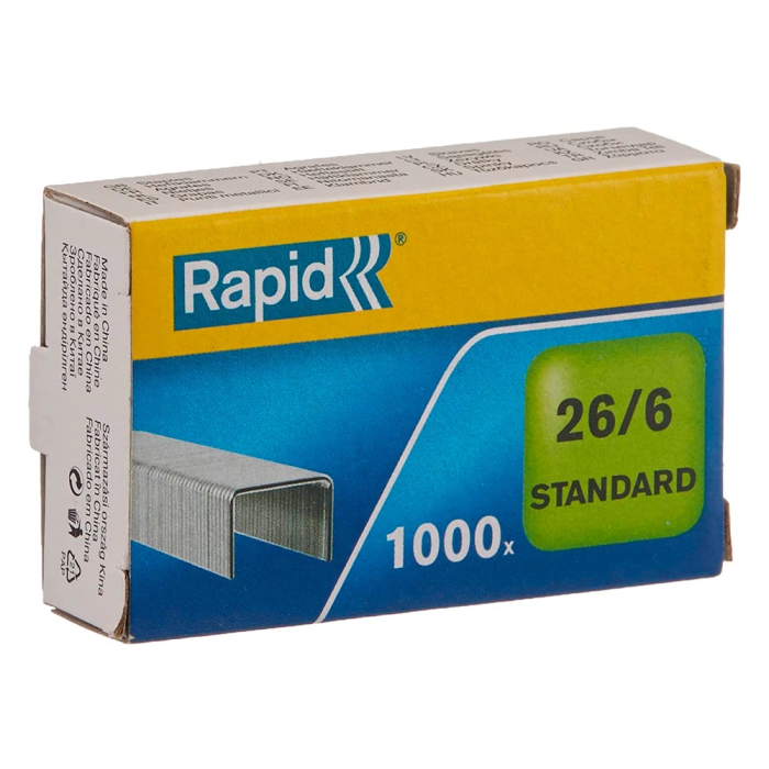Rapid Grapas 26/6 mm Galvanizada Caja de 1000 Unidades Confort Alambre Flexible (hasta 20 hojas) 1 Rapid Grapas 26/6 mm Galvanizada Caja de 1000 Unidades Confort Alambre Flexible (hasta 20 hojas) 1