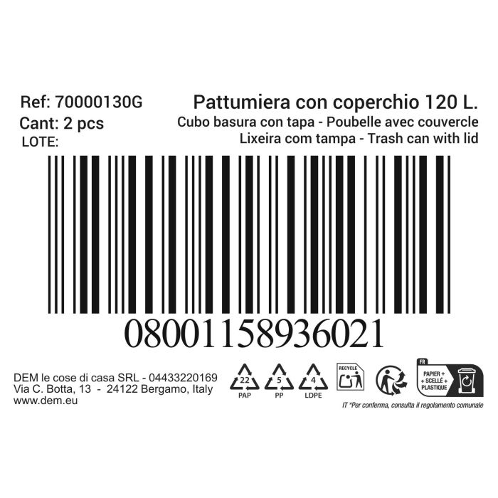 Inde Cubo Basura con Tapa 120 Lt Negro/Verde 47,5 cm (Ancho) x 95 cm (Alto) x 57 cm (Largo) (2 Unidades) 1 Inde Cubo Basura con Tapa 120 Lt Negro/Verde 47,5 cm (Ancho) x 95 cm (Alto) x 57 cm (Largo) (2 Unidades) 1