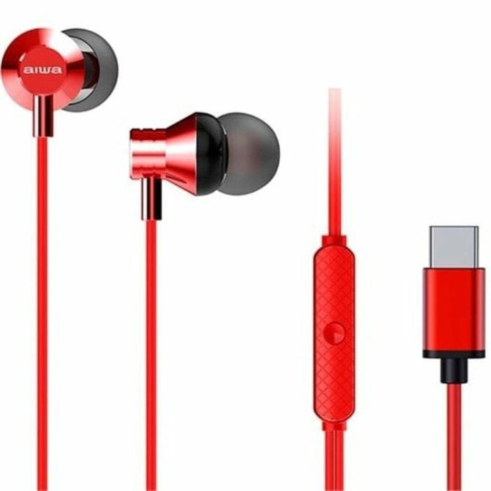 Auriculares Intrauditivos Aiwa ESTM-50USB-C/RD/ con Micrófono/ USB Tipo-C/ Rojos