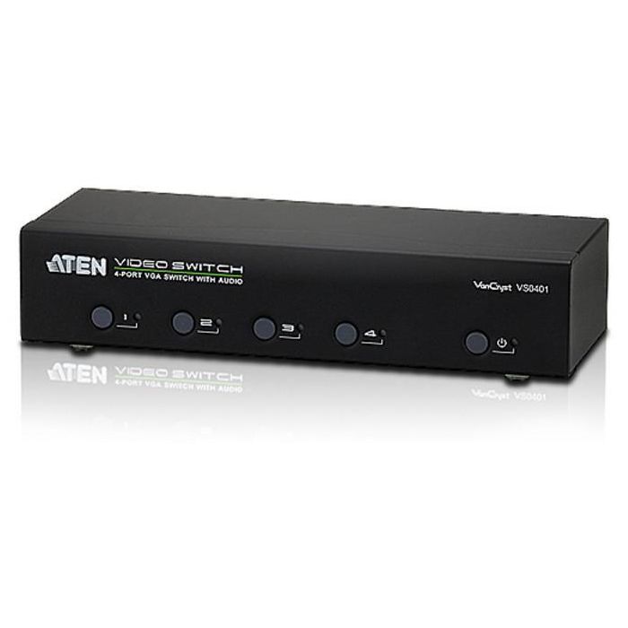 Aten VS0401 Conmutador Switch VGA/Audio de 4 Puertos para 4 Fuentes AV a 1 Pantalla, Control RS-232 para Reuniones y Presentaciones 0 Aten VS0401 Conmutador Switch VGA/Audio de 4 Puertos para 4 Fuentes AV a 1 Pantalla, Control RS-232 para Reuniones y Presentaciones 0