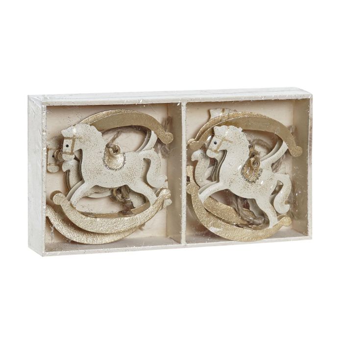 DKD Home Decor Decoración Colgante de Navidad Caballo Balancín Fantasía Dorado Beige Set de 6 Unidades (1 x 5.5 x 6.5 cm) 1 DKD Home Decor Decoración Colgante de Navidad Caballo Balancín Fantasía Dorado Beige Set de 6 Unidades (1 x 5.5 x 6.5 cm) 1