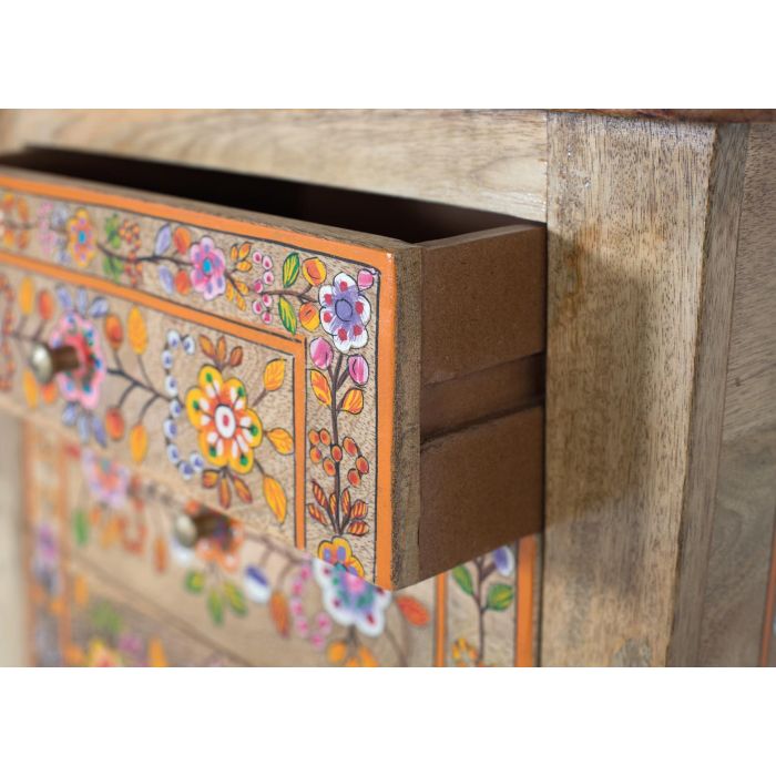 Giner y Colomer Mesita de Noche con 4 Cajones Madera de Mango Natural Multicolor 4