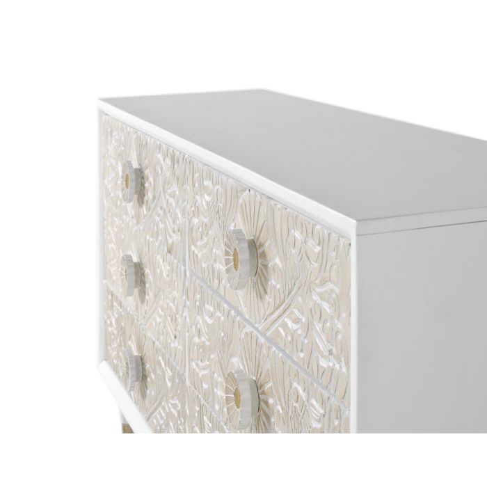 Giner y Colomer Cómoda Madera Mango Blanco Dorado 6 Cajones 1