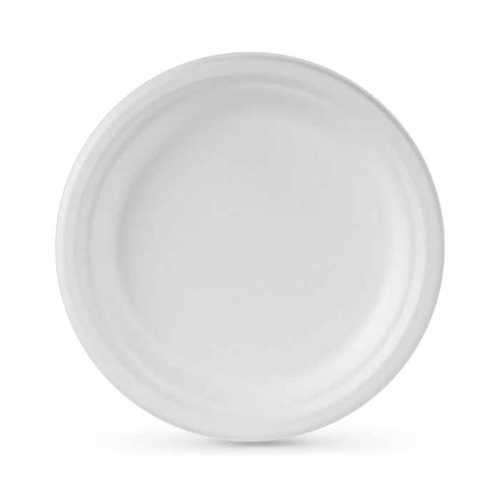 Set de Platos Algon Desechables Blanco Caña de Azúcar 22 cm (24 Unidades) 2